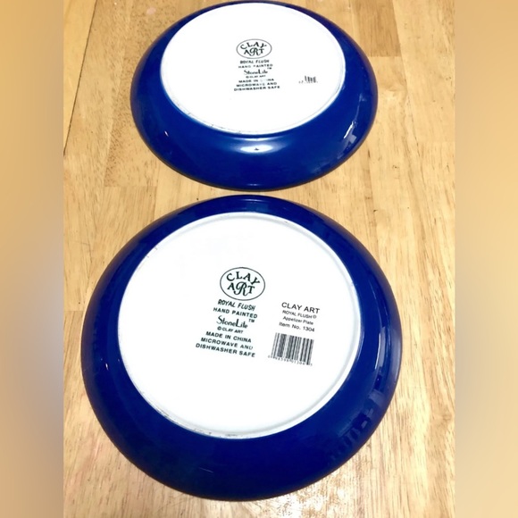 Poker Royal Flush Salad Plates Stone Lite Dessert Plate 8" Set of 2 by Clay Art - Picture 4 of 5